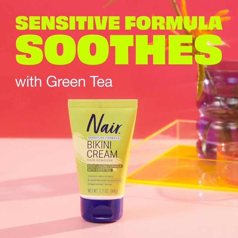 Nair Bikini Cream with Green Tea Sensitive Formula,1.7 Ounce,(Pack of 2)