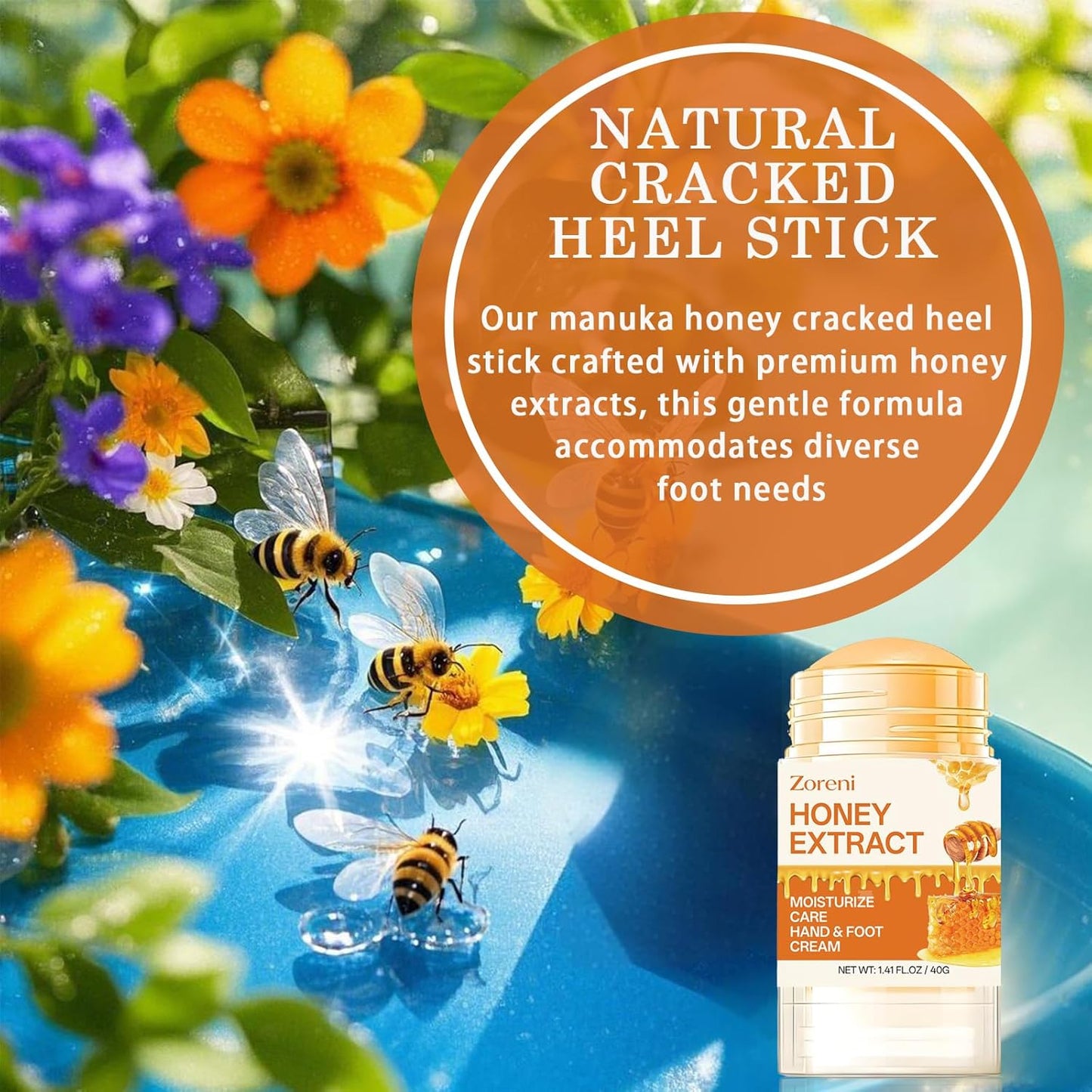 Hydrating Foot Cream - Anti-Cracking Cracked Heel Stick | 2pcs Peach & Honey for Dry Feet