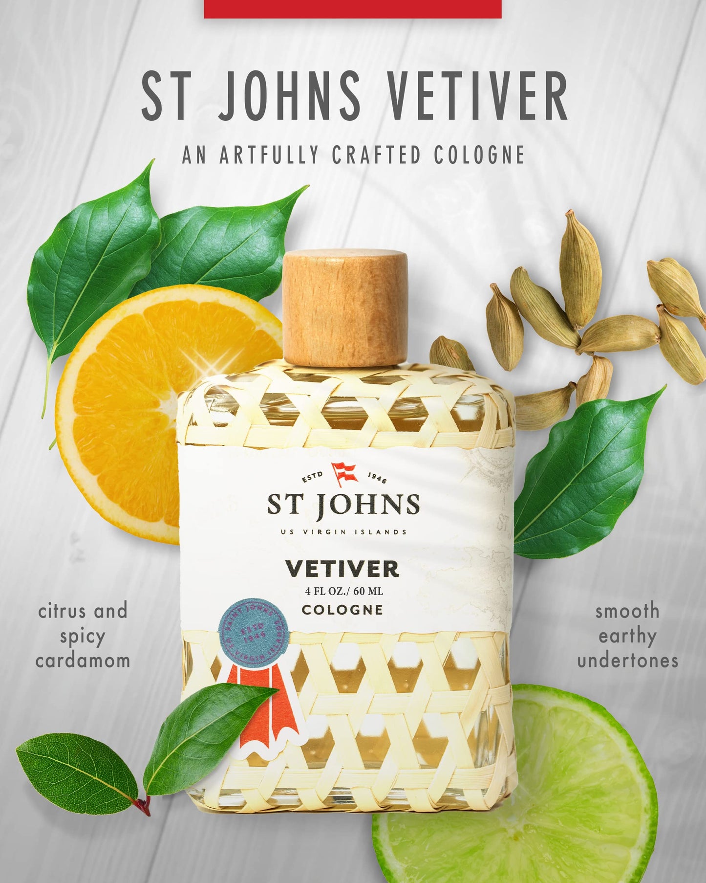St Johns Classic Vetiver Fresh Cologne Scent | Sophisticated Men's Fragrance (4 oz)