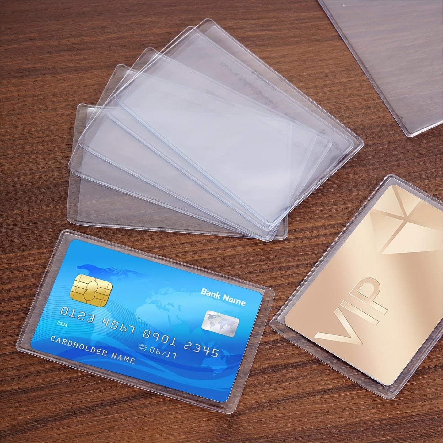 4 Pack Clear PVC Card Protector Sleeves, Waterproof, Scratch-Resistant, for Medicare, Credit, Business and Social Security Cards