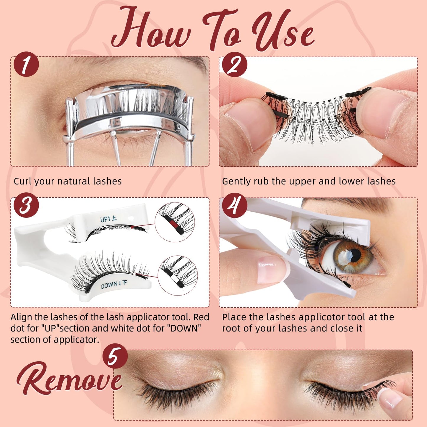 Higu clace Magnetic Eyelashes with Applicator 2 Pairs Magnetic Eyelashes No Glue Needed Reusable Magnet Lashes Natural Look Easy to Wear and Remove(NZH-A+MB)