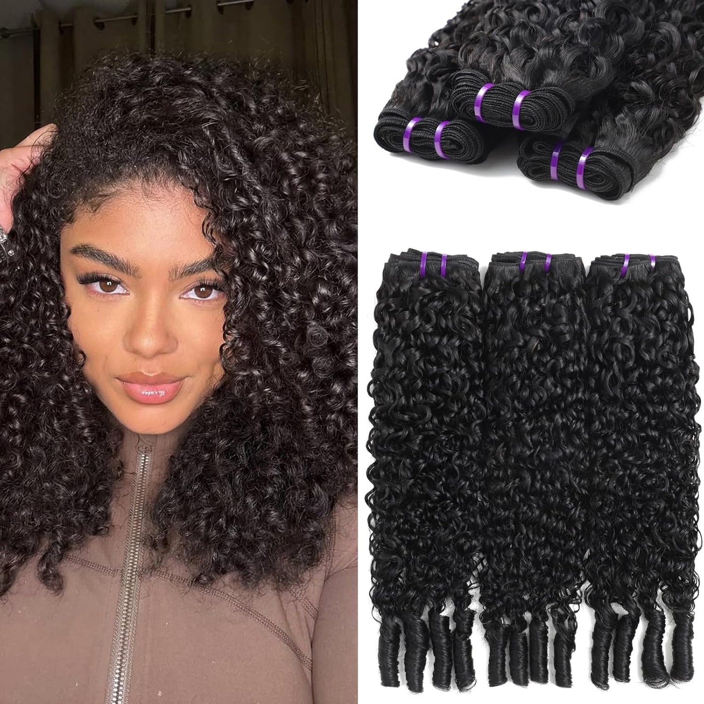 Burmese Curly Hair Bundles - 100% Unprocessed Virgin Remy Hair | 20, 22, 24 Inch Natural Color Extensions for Women