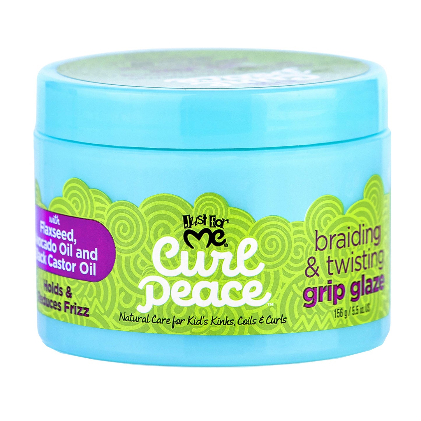 Just For Me Curl Peace Braiding & Twisting Grip Glaze - Holds & Reduces Frizz, Contains Flaxseed, Avocado Oil & Black Castor Oil, Nourishes & Strengthens Hair 5.5 oz