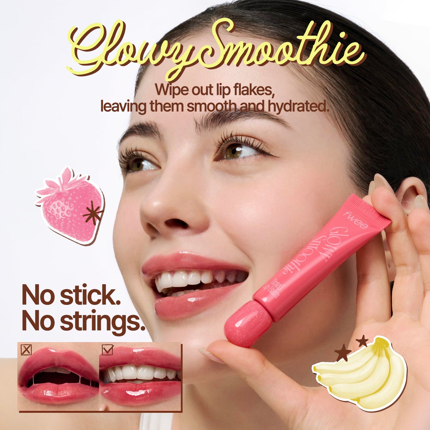 fwee Glowy Smoothie Tinted Lip Balm | MANGO PEACH BLEND | Hydrating Glossy Balm, Instant Shine & Moisture Lip Serum, Sheer-Tinted, PDRN, Glowy Finish, Long lasting lip care | 9.5g
