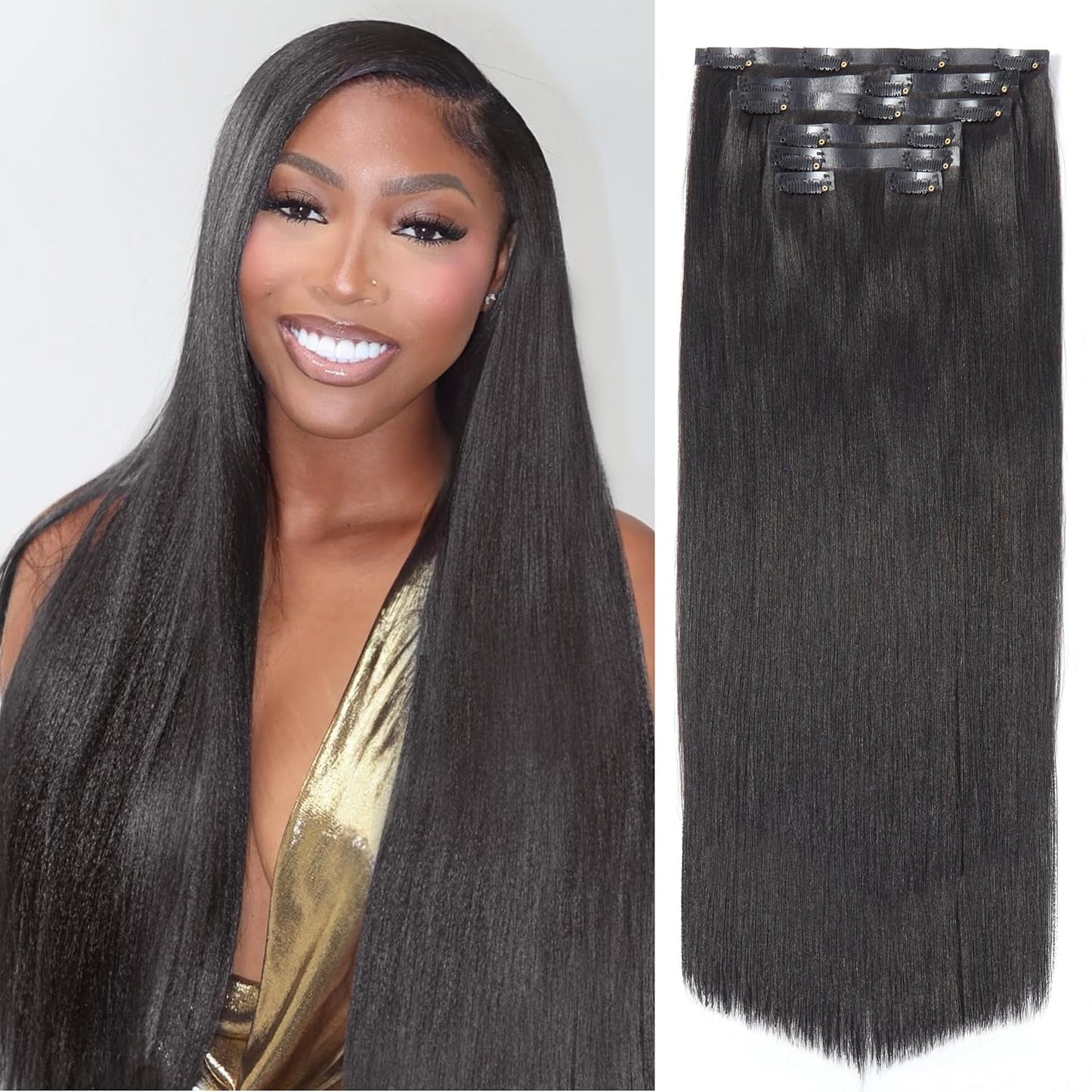 Invisible Messy Curly Clip-In Hair Extensions - Real Human Hair for Women | 14 Inch, 110g, 6 Pcs, Remy Hair