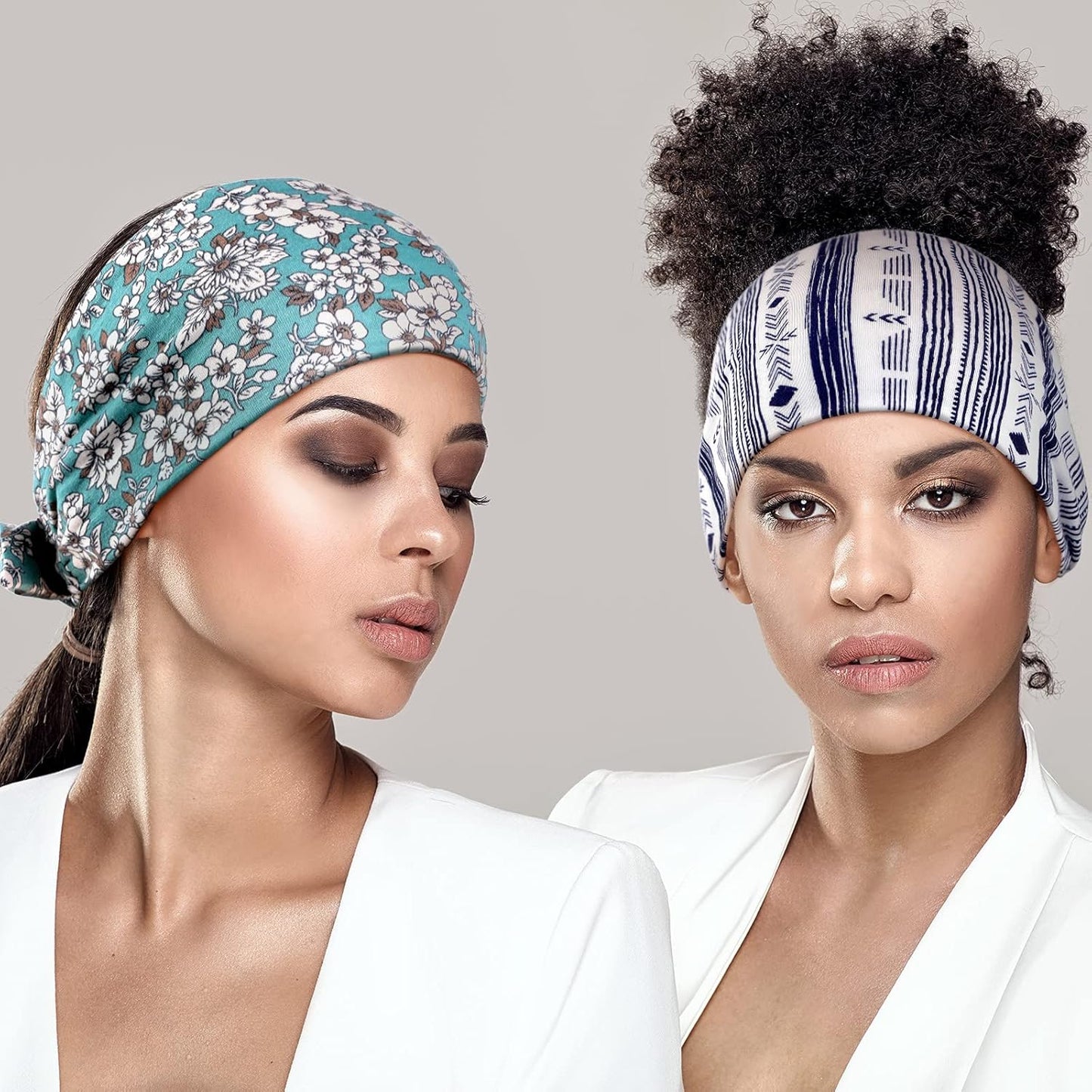 WILLBOND 6 Pcs Adjustable Tie Headbands for Women - Non-Slip Floral Hairbands for Yoga, Running & Cycling