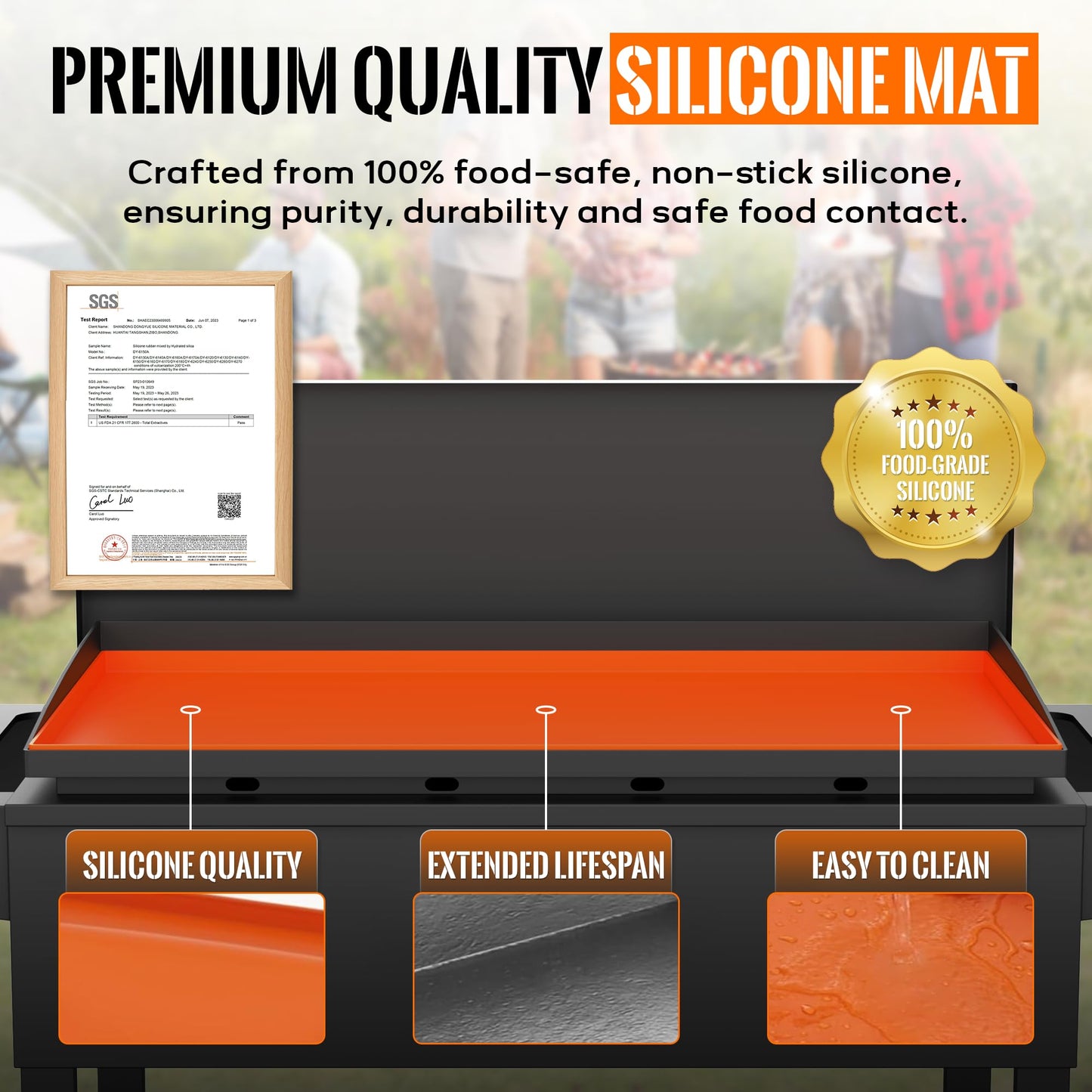 36'' Silicone Griddle Mat for Blackstone - Heavy-Duty Food-Grade Griddle Cover & Full Surface Protection, Waterproof, Rust & Dust-Proof, Essential Blackstone Griddle Accessories for Outdoor BBQ