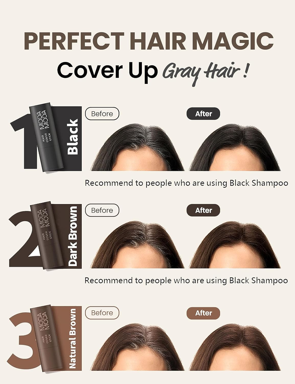 Pro-Change Hair Cover Stick - Smooth Dispense Temporary Hair Color for Grey Hair | #2 Dark Brown, 0.12 oz