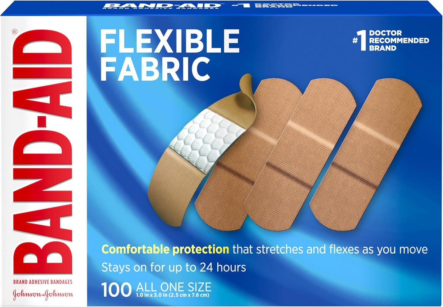 Flexible Fabric Adhesive Bandages - Comfortable Sterile Wound Care for Cuts & Scrapes | 100 Count