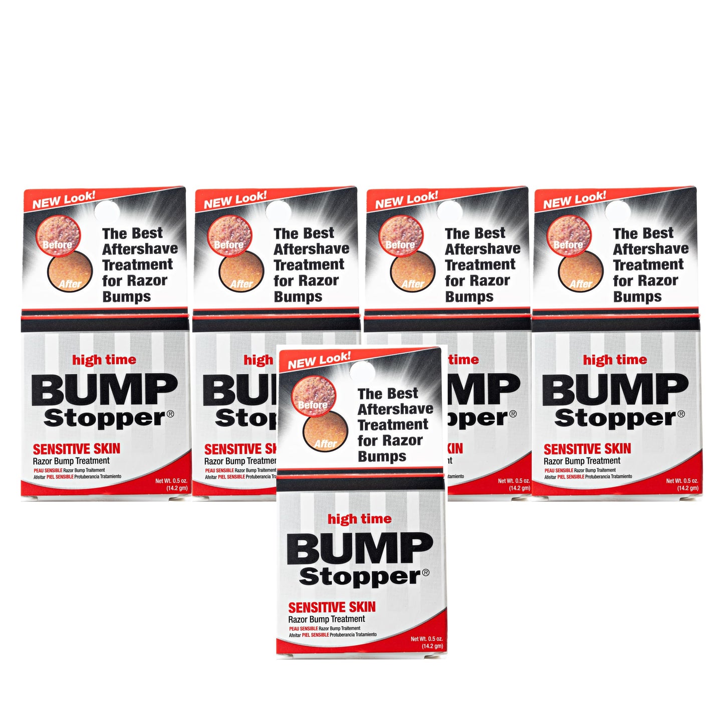 High Time Bump Stopper Sensitive Ingrown Hair Cream | Aftershave Lotion for Men and Women | Razor Bump Balm | 0.5 OZ (5 Pack)