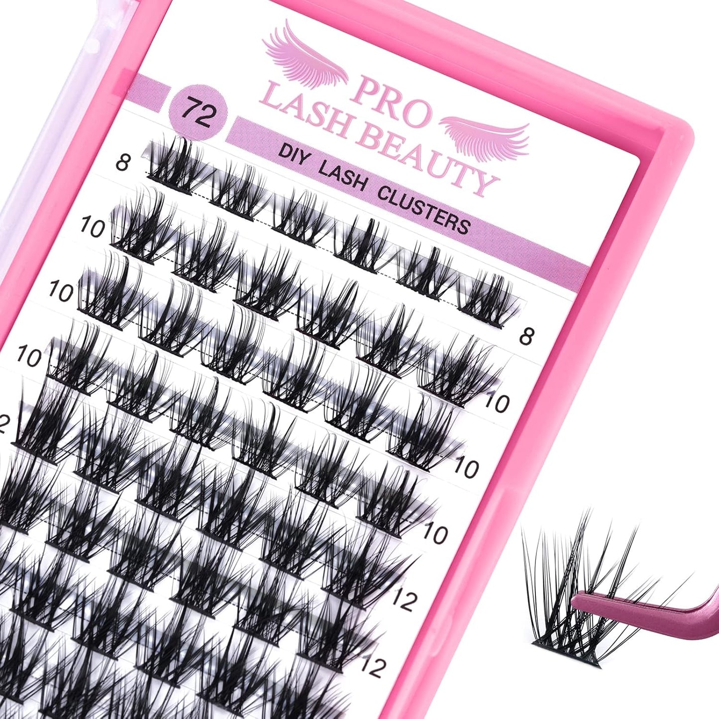 Lash Clusters - 72 Pcs DIY Individual Cluster Lashes | Volume Wispy 8-16mm, Soft & Reusable