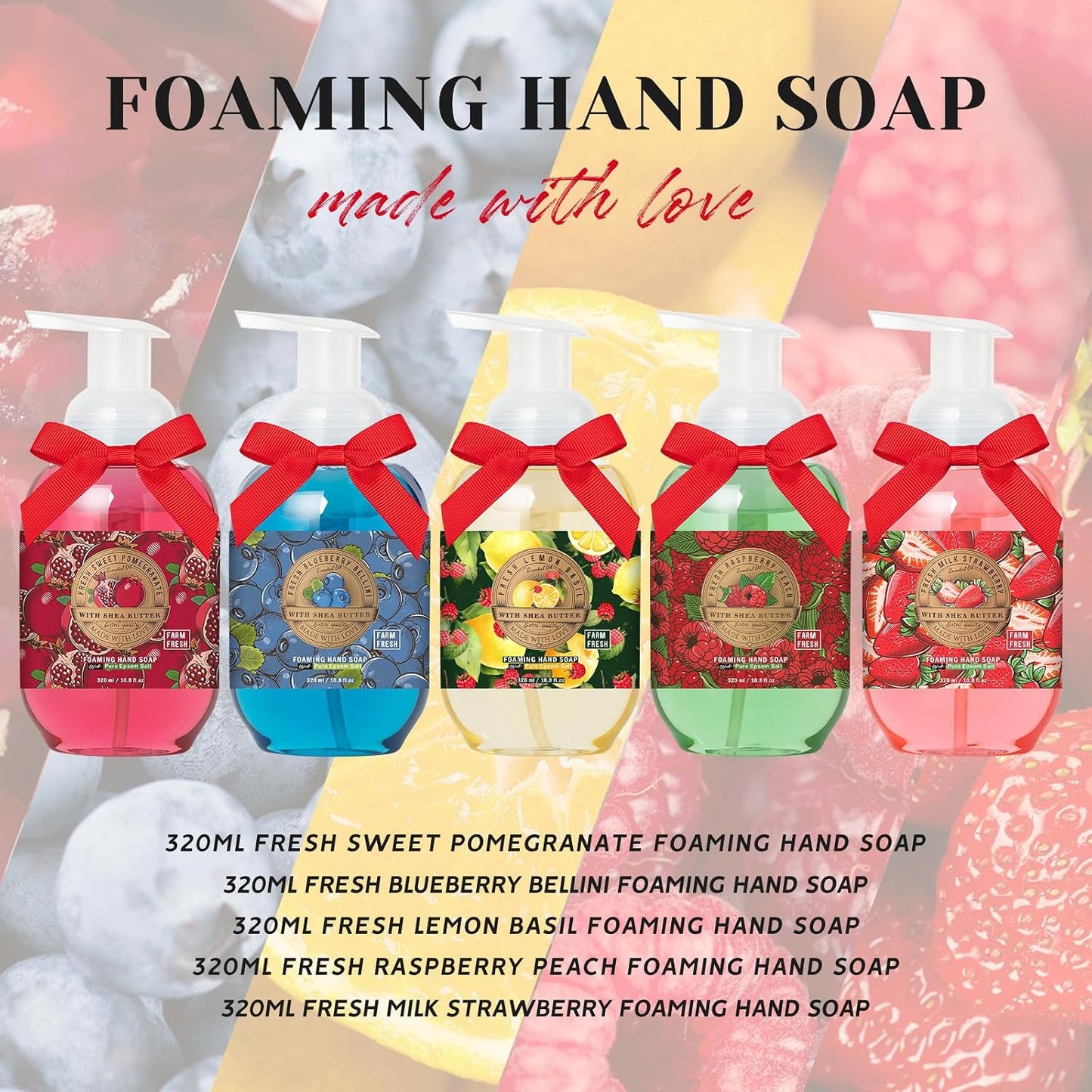 Gentle Foaming Hand Soap Set - 5 Assorted Liquid Soaps (10.8 fl. oz Each) | Perfect Gift for Women & Mother's Day