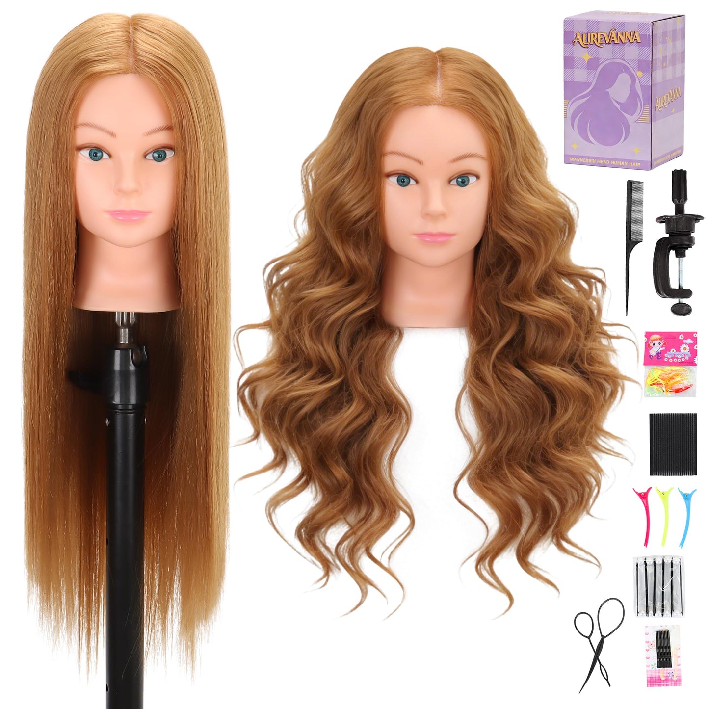 Blonde 80% Real Hair Mannequin Head 26-28" Cosmetology Training with Clamp