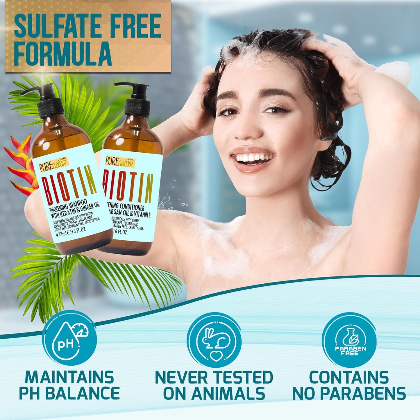 Biotin Shampoo and Conditioner Set - Volume Boosting Formula for Thinning Hair | Sulfate-Free, Paraben-Free, Thickening Properties