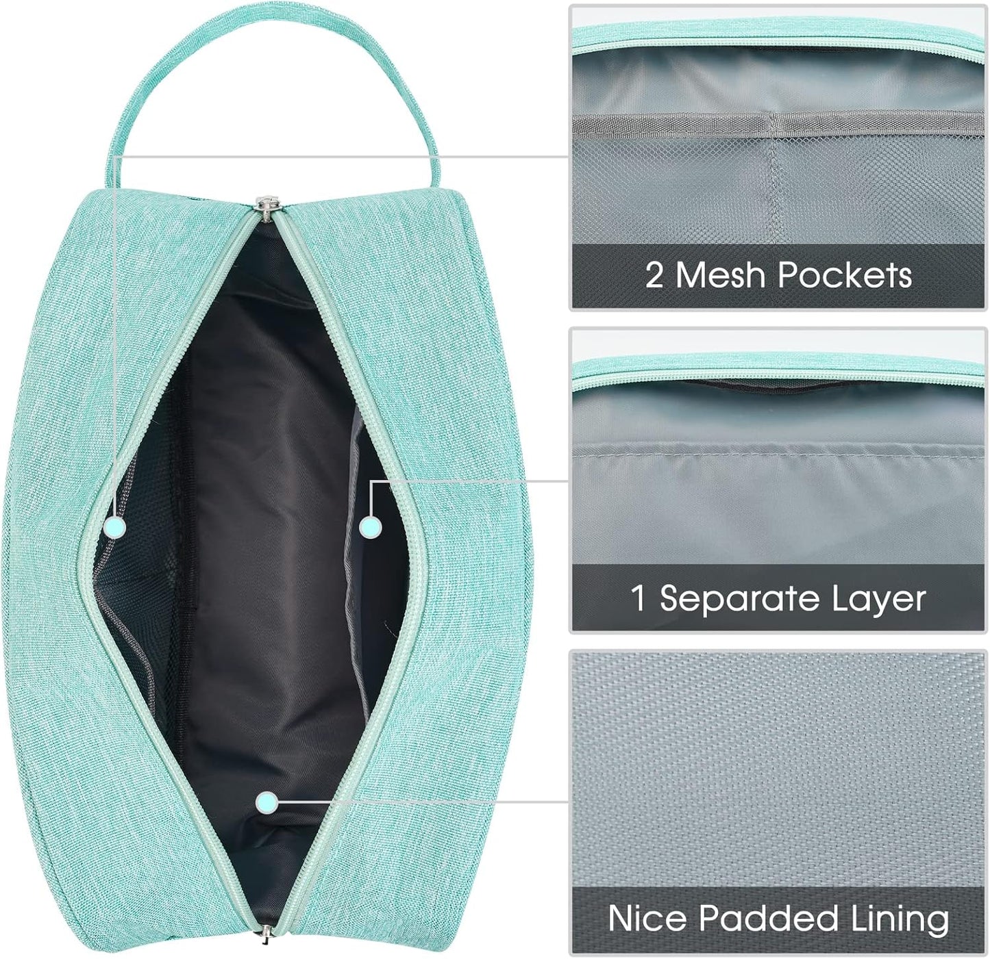 Travel Toiletry Bag for Women - Mint Green Dopp Kit Organizer for Cosmetics & Toiletries
