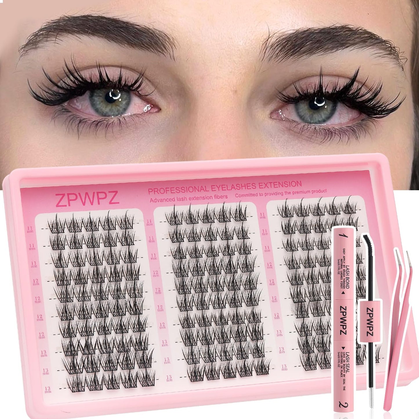 Manga Lash Clusters Kit - Spiky Eyelash Extensions with Bond & Seal | Wet Look Anime Lashes