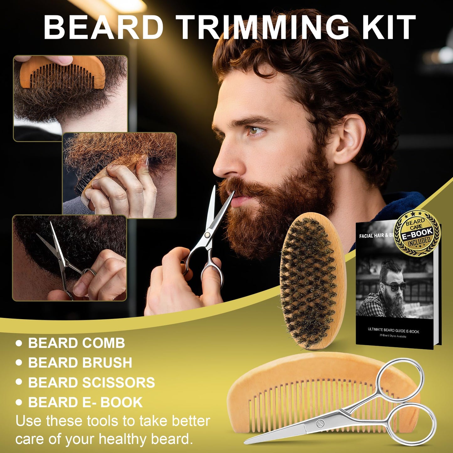 XIKEZAN Gifts for Men, Beard Kit for Mens Care & Grooming with Sweet Tobacco Beard Oils,Wash,Conditioner,Balm,Brush,Comb,Scissors,Cool Christmas Birthday Valentines Fathers Gifts for Men Him Husband