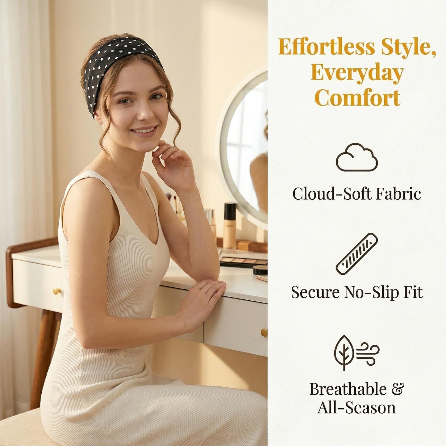 Waliah 6 Pcs Polka Dot Headband Cute Headbands for Women Soft Head Bands for Women's Hair Non Slip Headbands