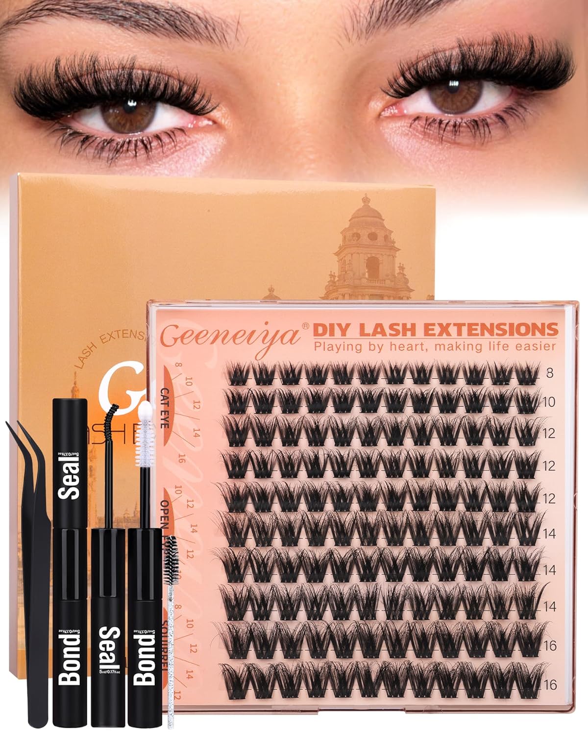 Fluffy Lash Clusters - 3D C Curl Eyelash Extensions for Salon-Quality Lashes | 8-16mm Natural Length