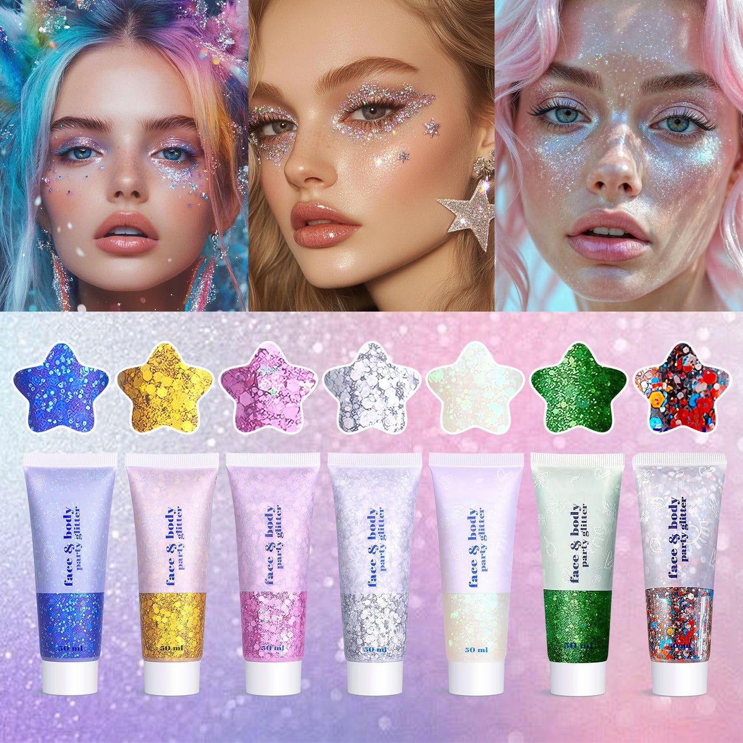 Body Face Glitter for Women Girls Waterproof No Skin Irritation Mermaid