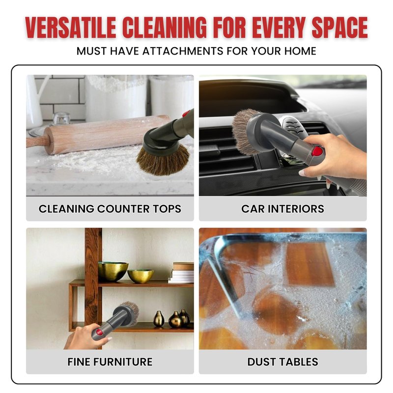 For Dyson Horsehair Vacuum Brush & Extension Hose – Compatible with Dyson V7 V8 V10 V11 V15 Gen5 – Soft Bristle Dusting Brush for Blinds, Furniture, & Delicate Surfaces – Quick Release Attachment