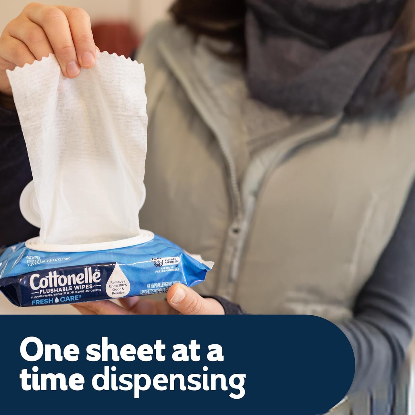 Cottonelle Flushable Wet Wipes - Fresh Feel Adult Wipes | 8 Flip-Top Packs, 42 Wipes Each (336 Total)
