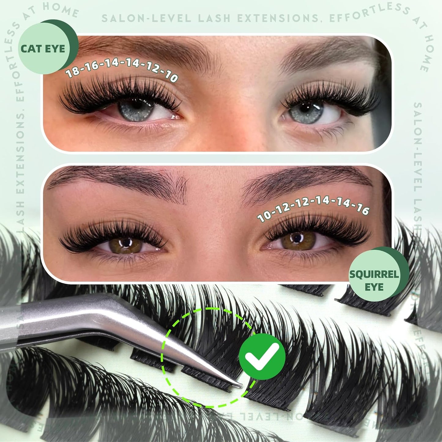 Eyelash Clusters Kit - D Curl Volume Extensions with Waterproof Bond | Fluffy Lashes 10-18mm