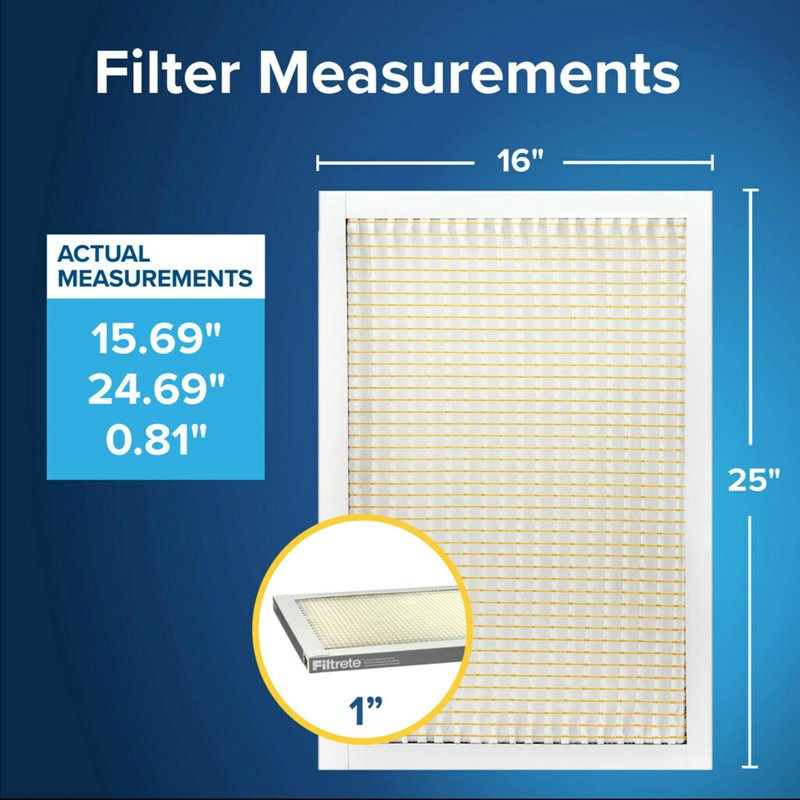 Filtrete 16 x 25 x 1 Air Filter, MERV 5, 6-Pack, AC Furnace HVAC, MPR 300 Basic Dust Defense, Pleated Electrostatic, Removes Lint