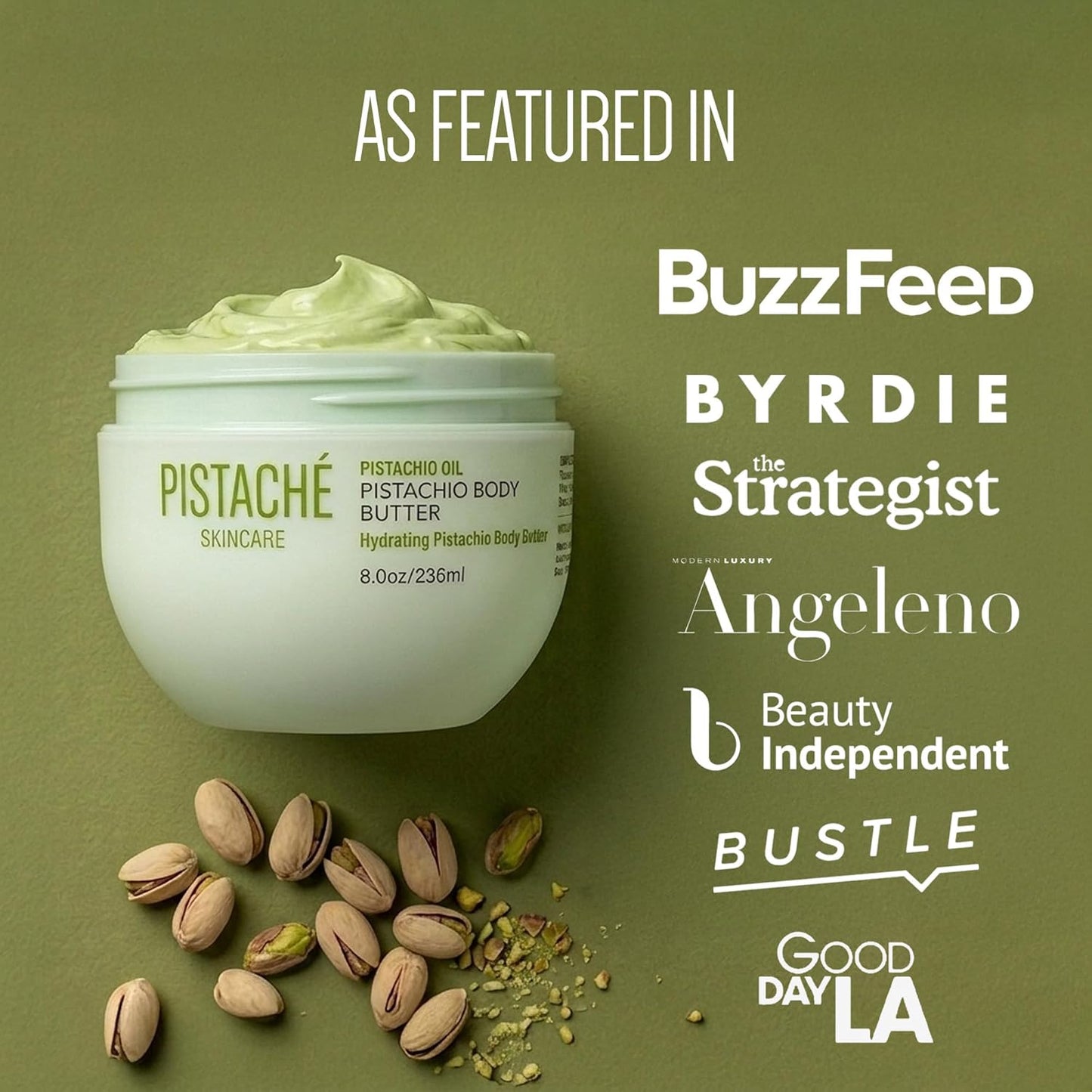 Pistaché Skincare Pistachio Oil Whipped Body Butter - Rich Moisturizer with Vitamin E | 8 oz for Dry Skin