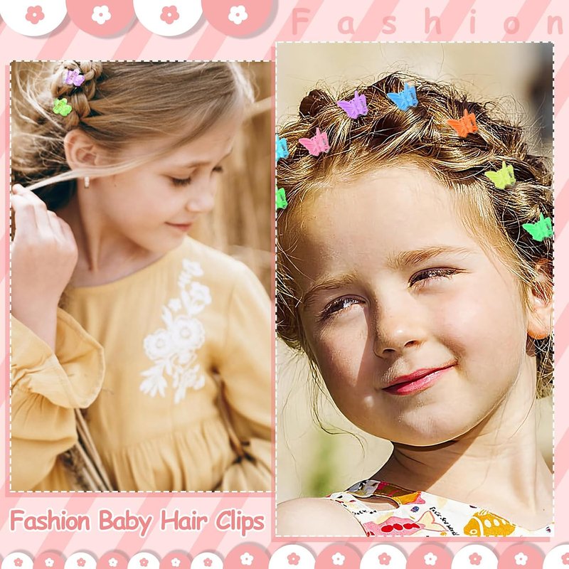 Baby Hair Clips - 112 Pcs Mini Flower & Butterfly Claw Clips for Girls | Colorful Hair Accessories with Organizer Box