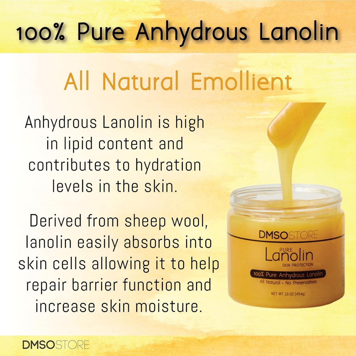 Lanolin - 100% Pure Unrefined Sheep Wool Skin Moisturizer | USP Grade, Anhydrous, 1 lb