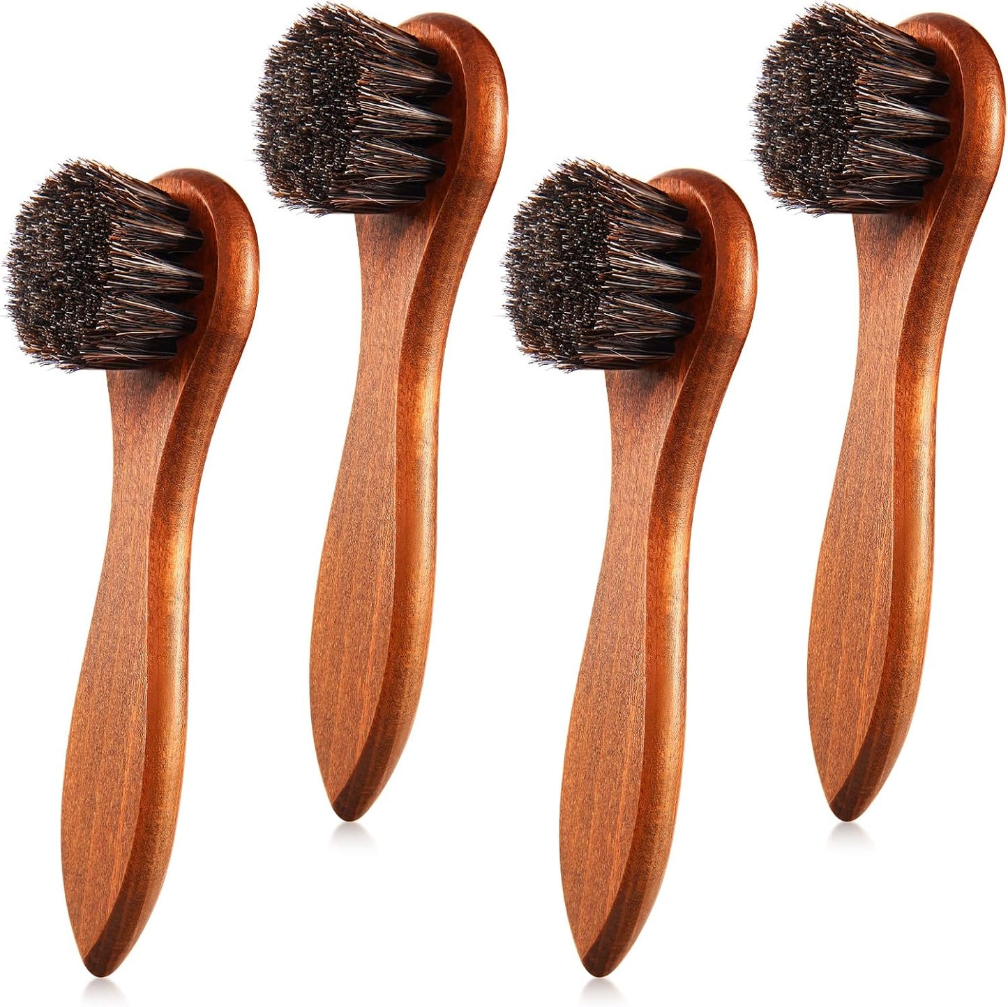 Horsehair Shoe Brush Kit - 4 Pcs Leather & Suede Cleaning Brushes with Microfiber Gloves | Shoe Care Essentials