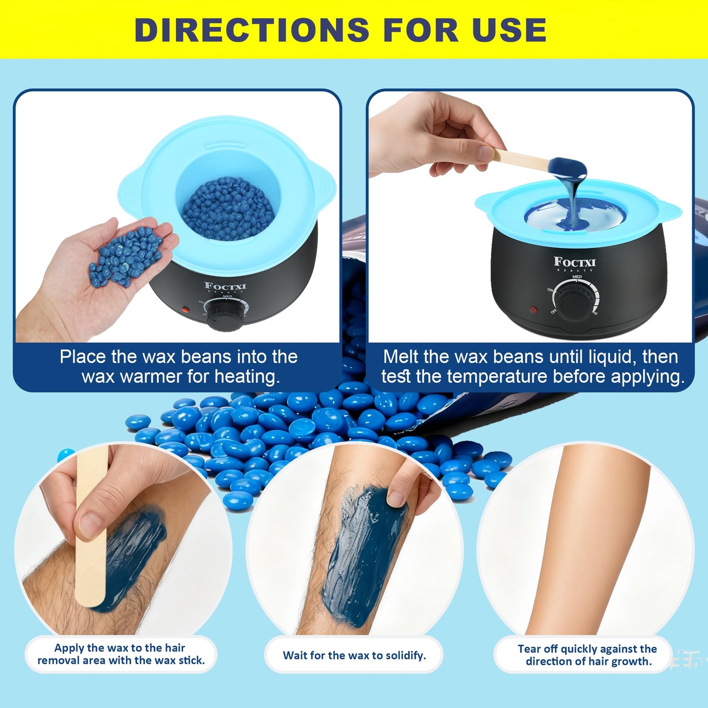 FOCTXI Hard Wax Beads, Wax Beans for Hair Removal