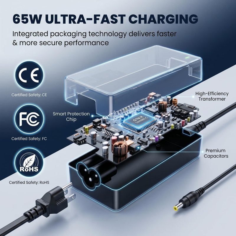 65W Charger for Acer SB220Q SB240Y R240HY Monitor, 19V 3.42A Power Adapter with 5.5x1.7mm DC Plug AC Cord Replacement Monitor Power Supply