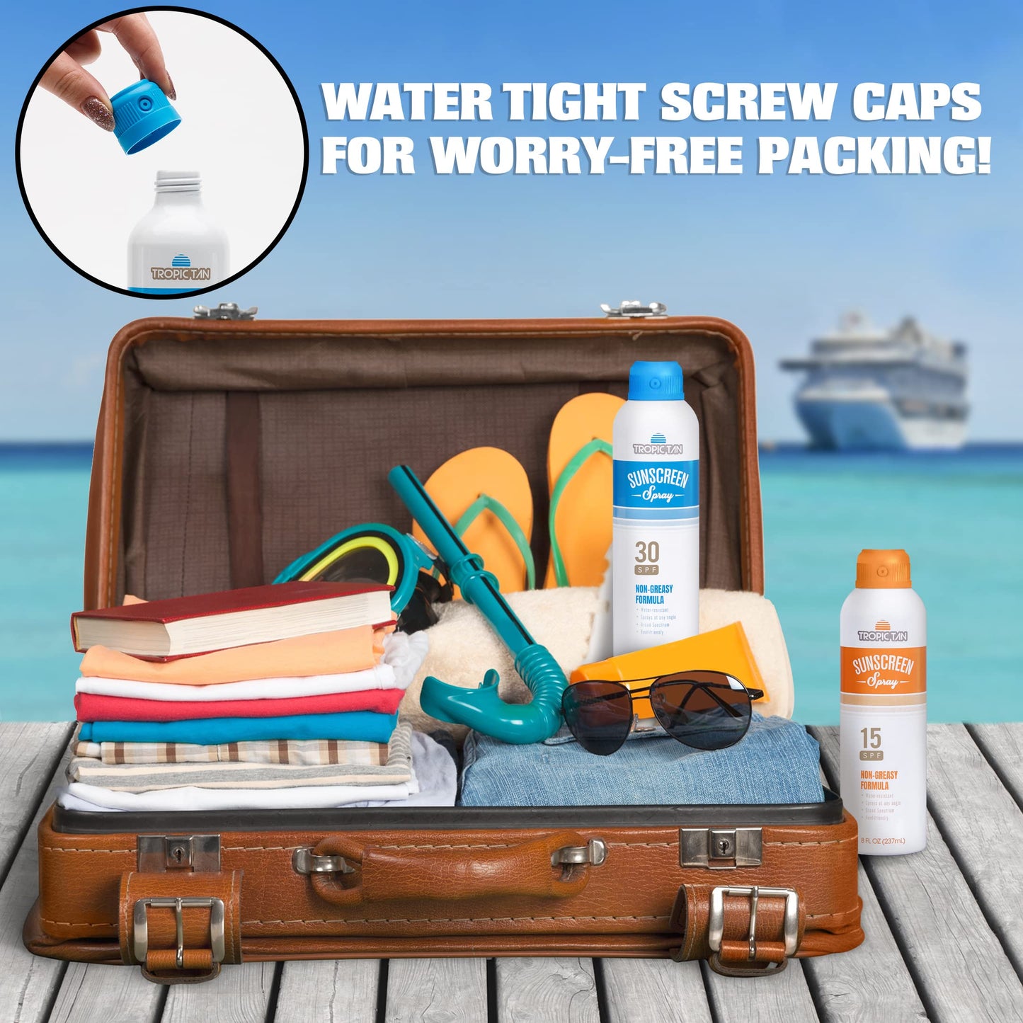 GoPong Aluminum Spray Bottle Sunscreen Flask 2 Pack (16 oz Total) - Hidden Alcohol Travel Flasks – Secret Liquor Containers for Beaches, Cruises, and Sports Events – Includes Funnel & Spout