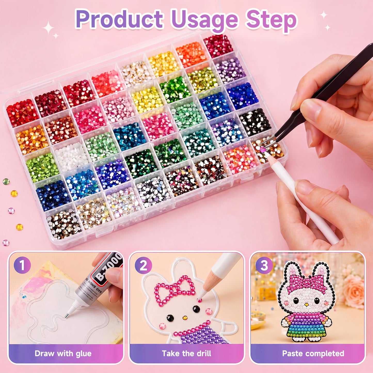 40000 Pcs 40 Colors Bedazzling Kit with Rhinestones, Resin Jelly Rhinestones for Bedazzled Kits, Multicolor Gem Bedazzler Kit for Crafting, DIY Arts, Nail Art, Shoe, Book