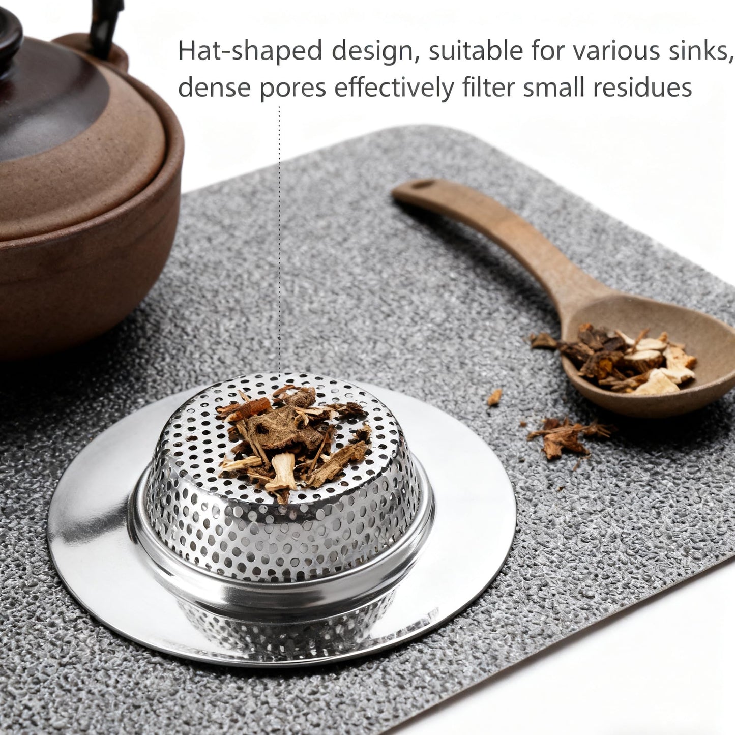 Stainless Steel Kitchen Sink Strainer Basket with Fine Mesh Filter for Drain and Bathtub, 11 cm Diameter Anti-Clogging Food Waste Catcher and Hair Strainer Cover