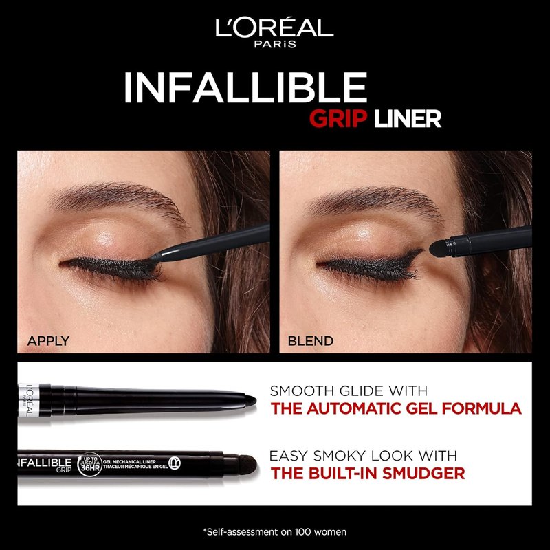 L'Oreal Paris Infallible Grip Eyeliner Pencil - Waterproof, Smudge-Resistant, 36HR Wear | Brown Denim, 0.01 Oz