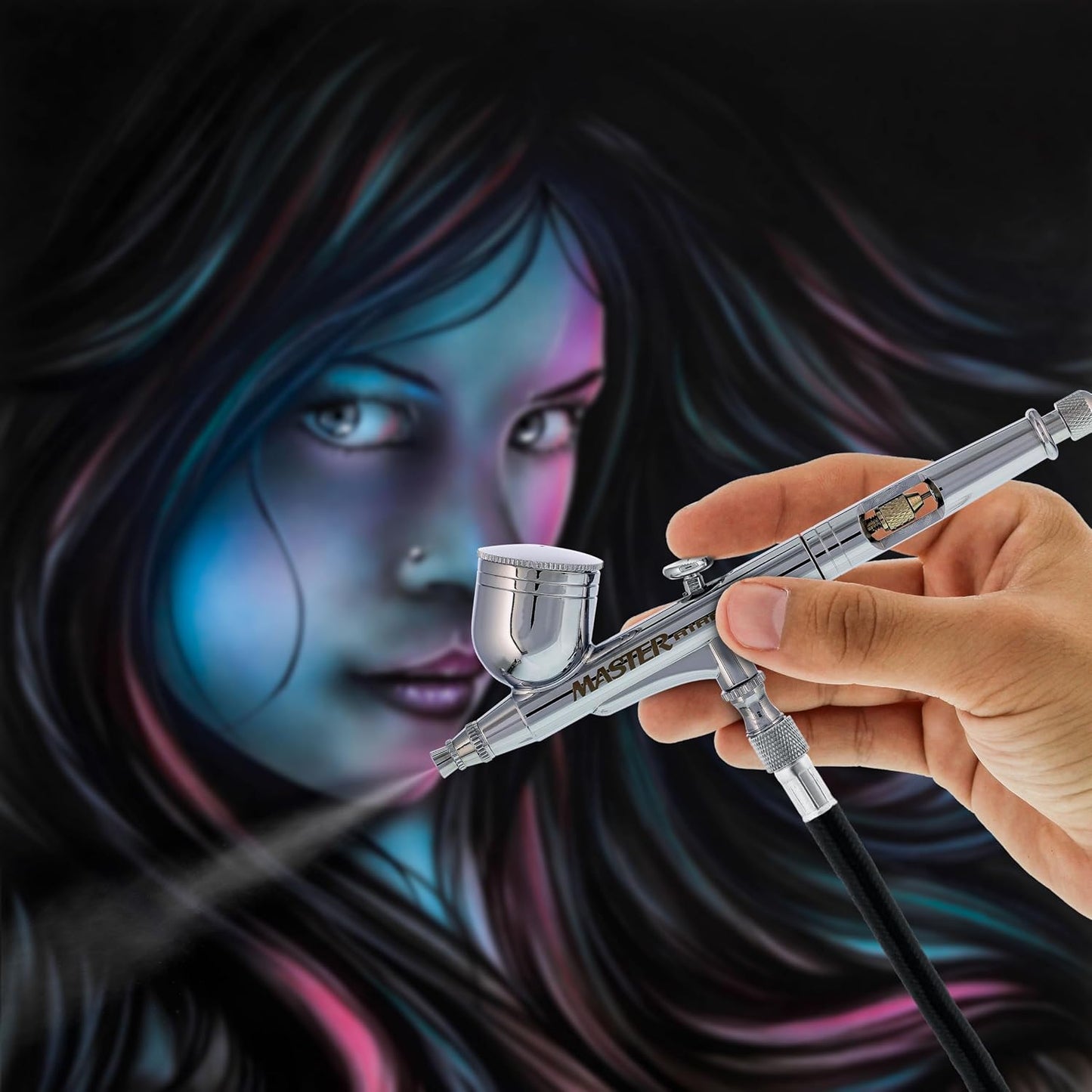 Master Airbrush G233 Pro Airbrush Kit - 3 Nozzle Sets (0.2, 0.3, 0.5mm) for Painting & Body Art