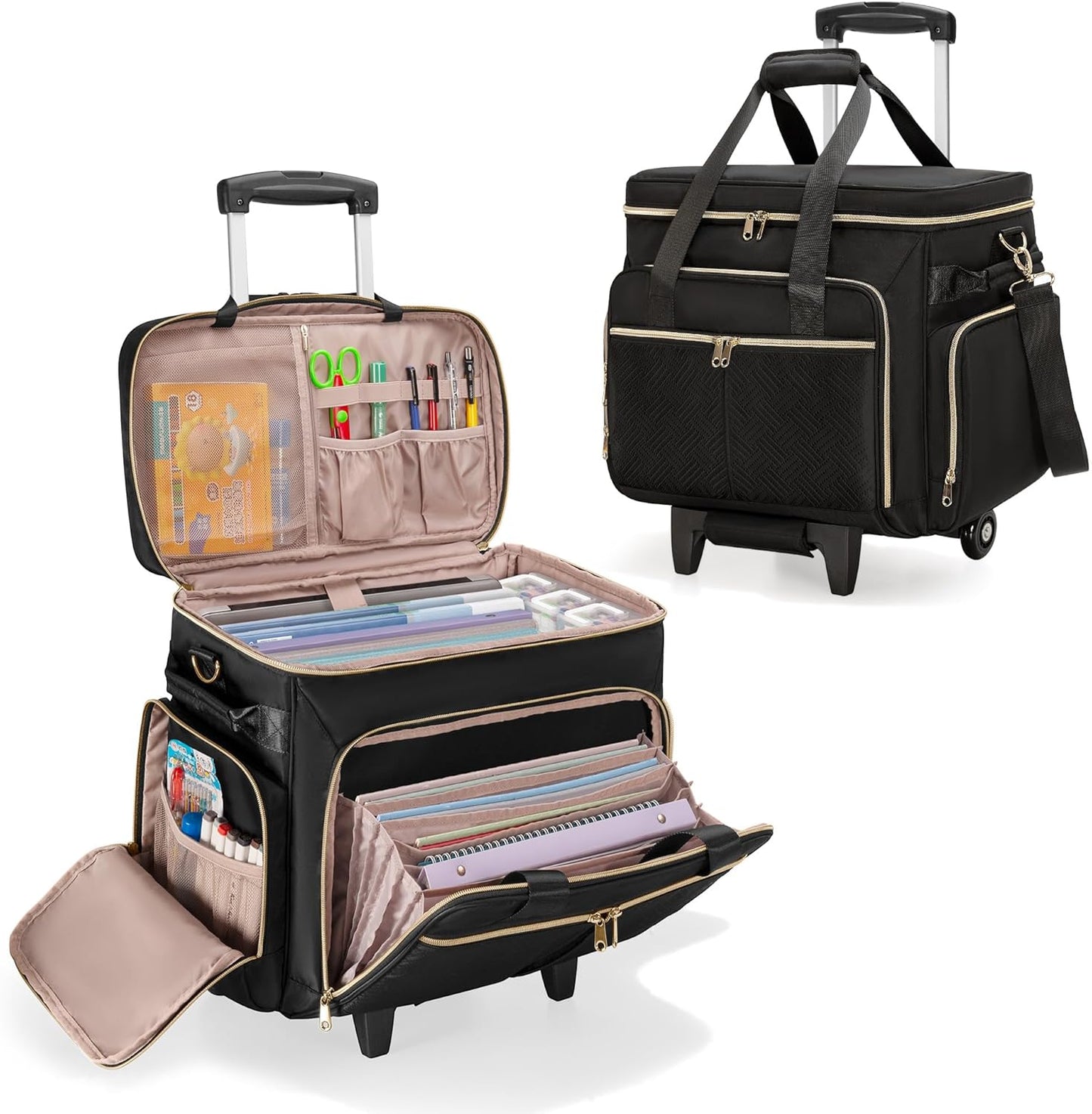 Rolling Teacher Bag with Wheels - Detachable Trolley Tote for 15.6" Laptops | Stylish & Functional