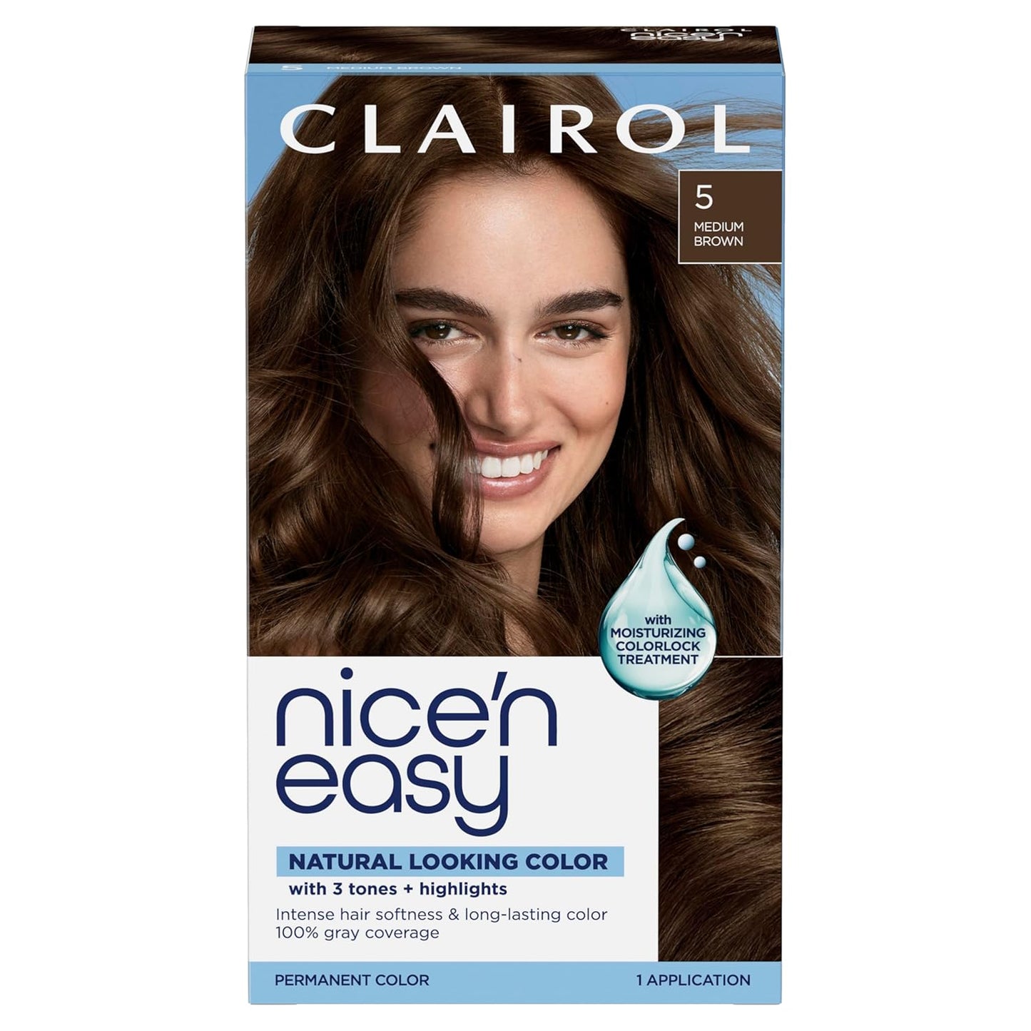 Clairol Nice'n Easy Permanent Hair Dye - Blackest Black | 100% Gray Coverage & Long-Lasting Shine | Single Pack