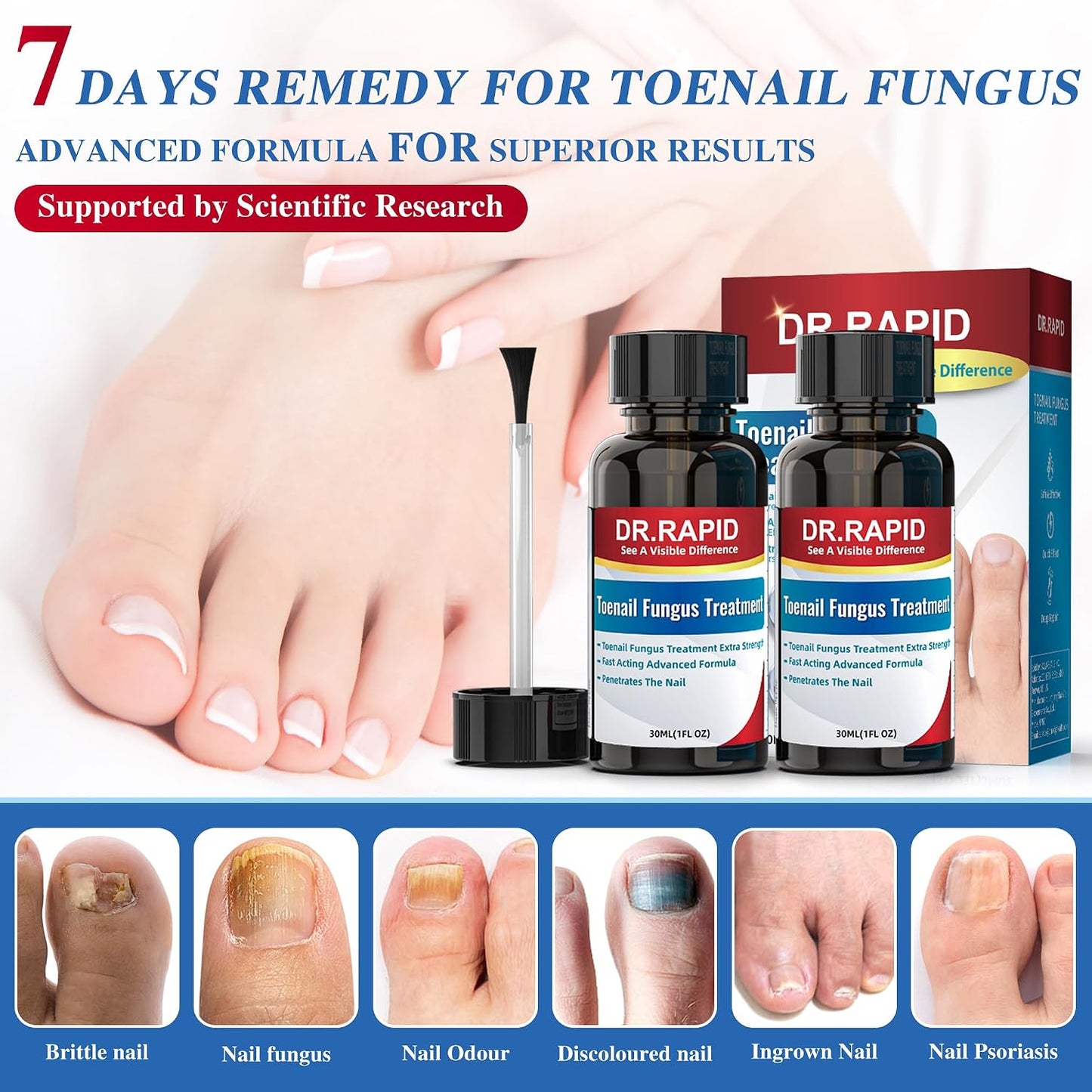 Toenail Fungus Treatment - Extra Strength Antifungal Solution with Tea Tree Oil | Fast-Acting Repair for Damaged Nails - 60ml/2fl oz