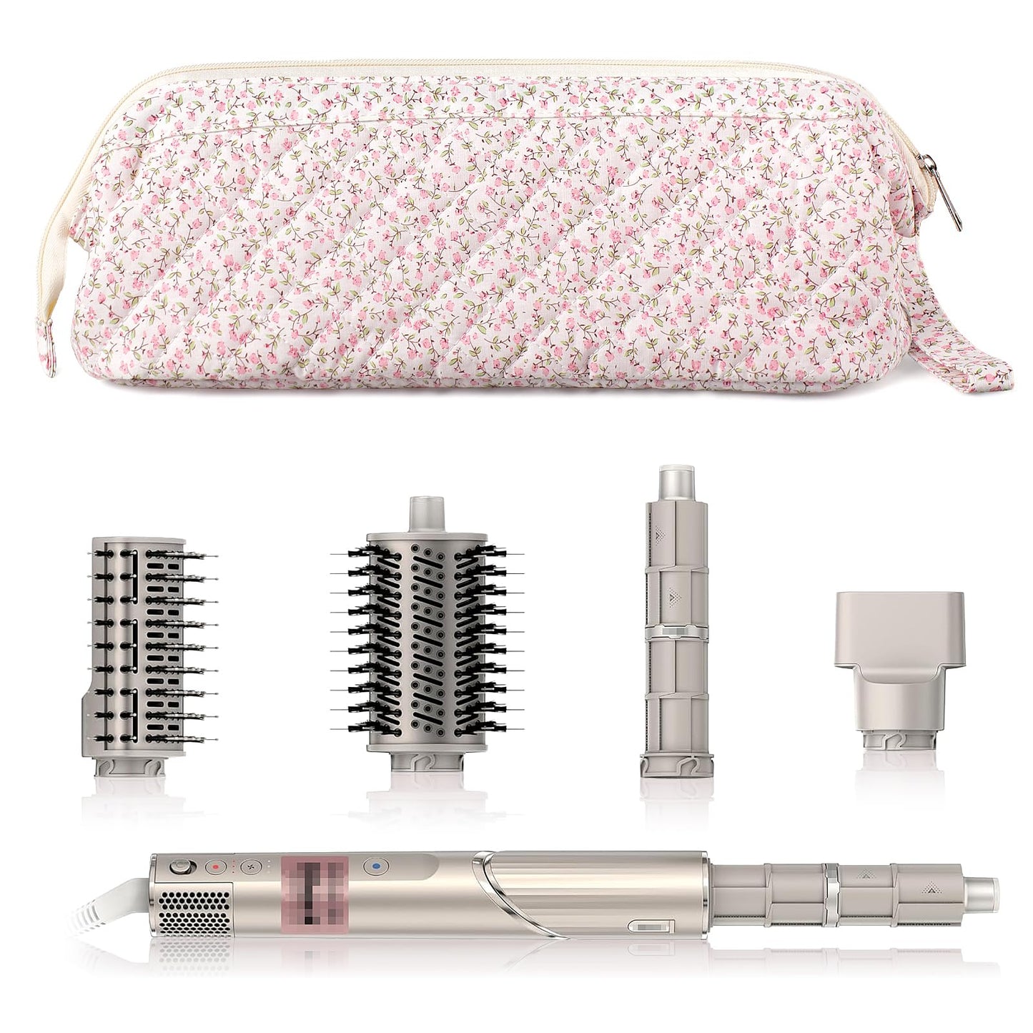 Voryssent Quilted Hair Tool Travel Bag, Shark Flex Style Travel Case For Dyson Hair Dryer Airwrap Bag, Curling Iron Bags Quilted For Shark Dyson Revlon Organizer Accessories - Pink Floral