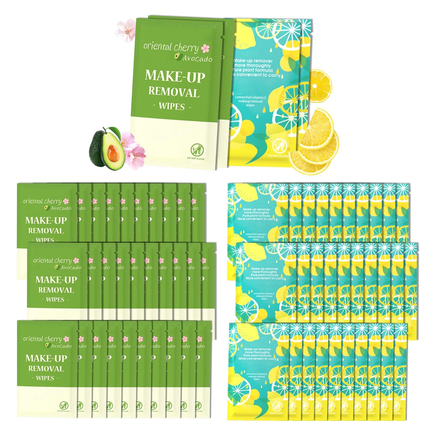 64 Pcs Individual Makeup Remover Wipes Kind to Skin,Hydrating Make Up Remover Wipes for Face,Makeup Wipes for Women Gentle Facial Cleansing Towelettes for Travel Face Wipes