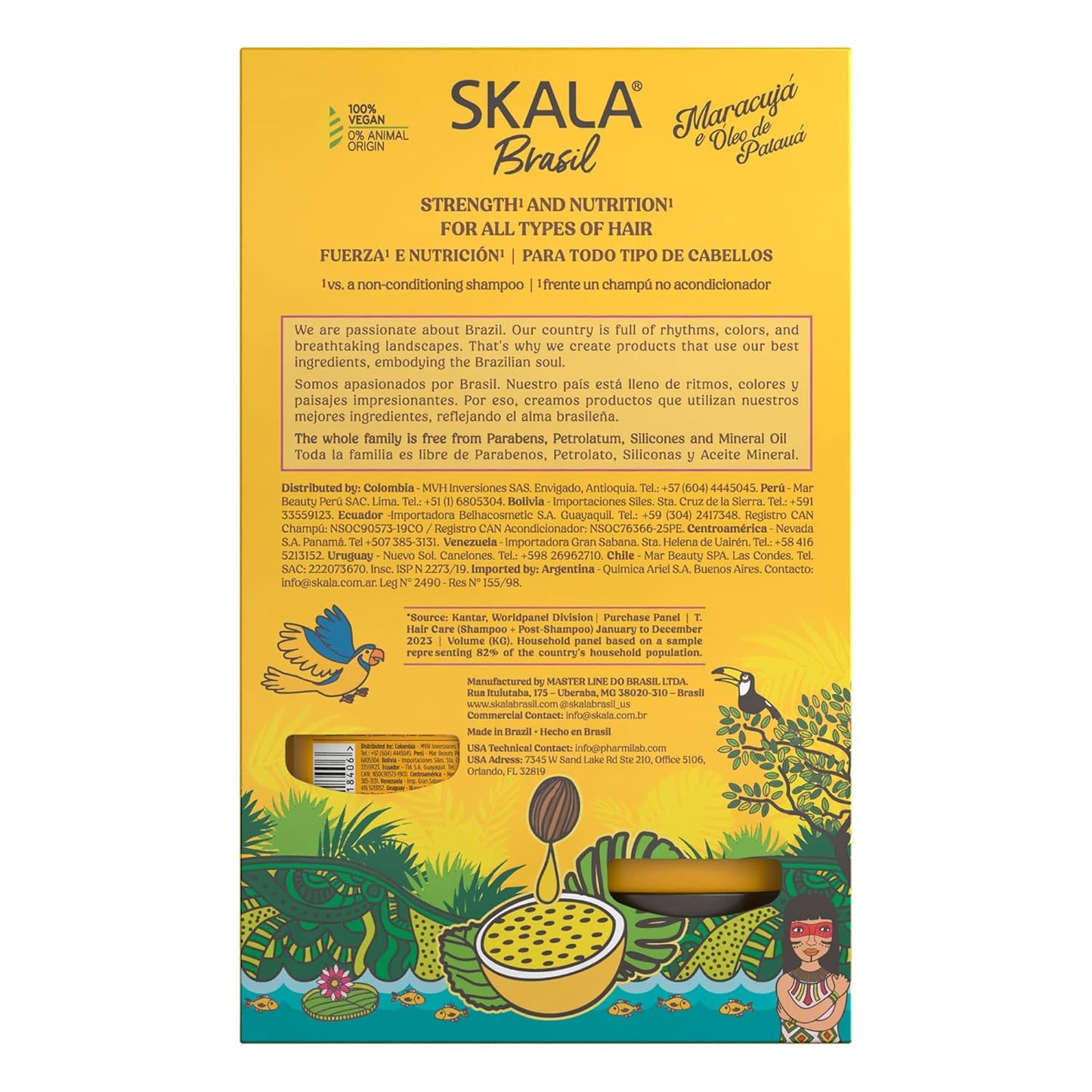 SKALA Kit Shampoo & Conditioner - Maracujá & Patauá Oil for Strengthening Dry, Damaged Hair | 11 fl oz Each