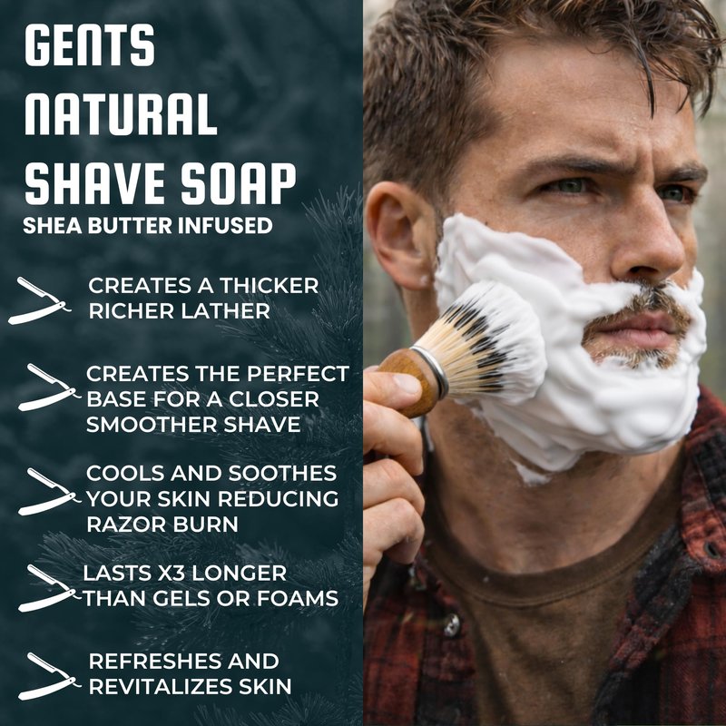 GENTS Men’s Shave Soap, 97% Natural Cedar Pine Scent, Rich Lather Wet Shaving, Traditional Shaving Soap for Men, 3oz Puck
