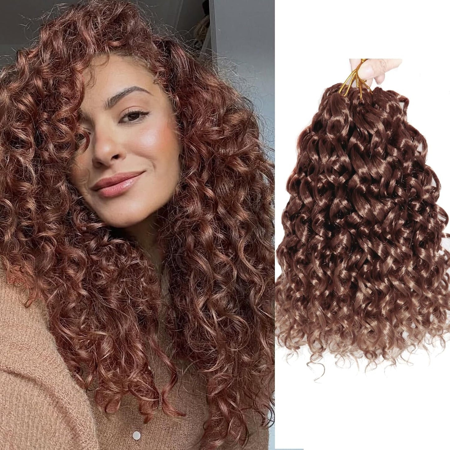 Water Wave Crochet Hair Extensions - Blonde Synthetic Bohemian Braids | 14 Inch Deep Wave (27#)