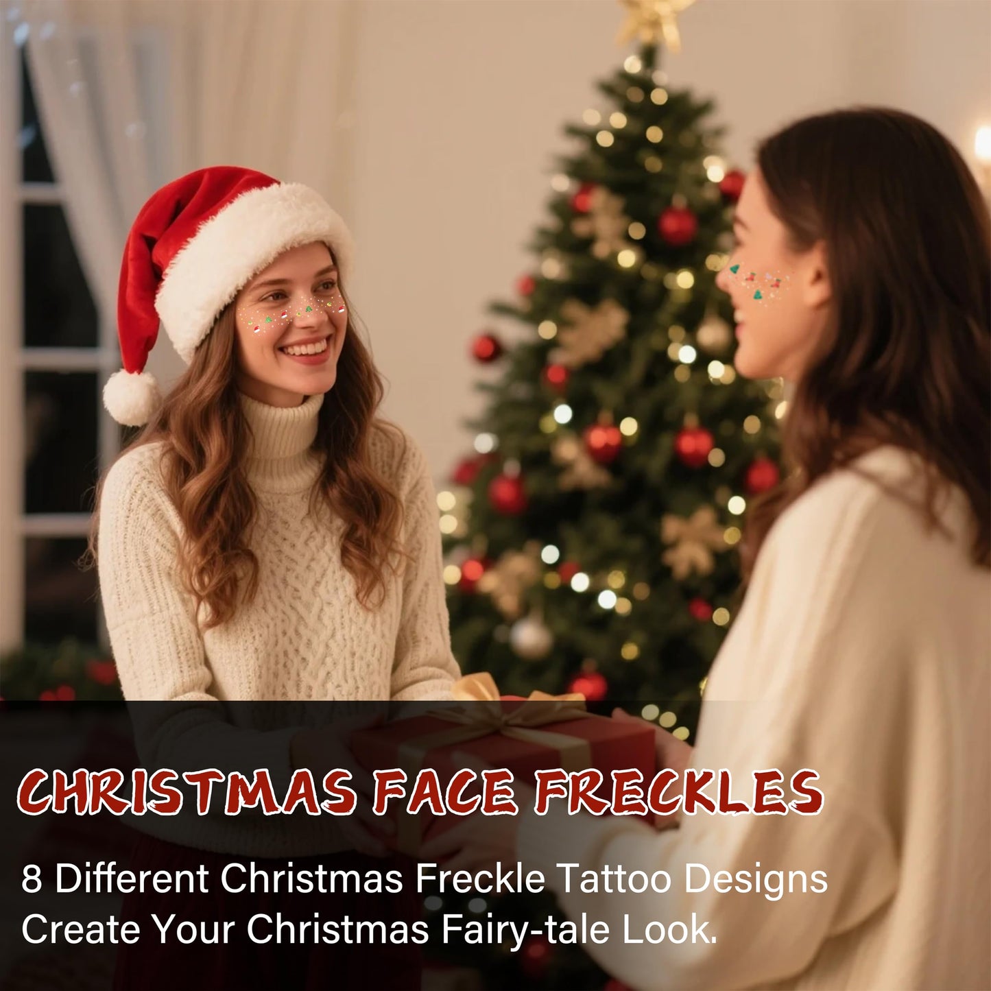 8 Pcs Face Makeup Patches, Glitter Freckles Face Tattoo, Glitter Freckles, Sparkle Makeup Patches, Waterproof Face Glitter Speckles Patches for Women