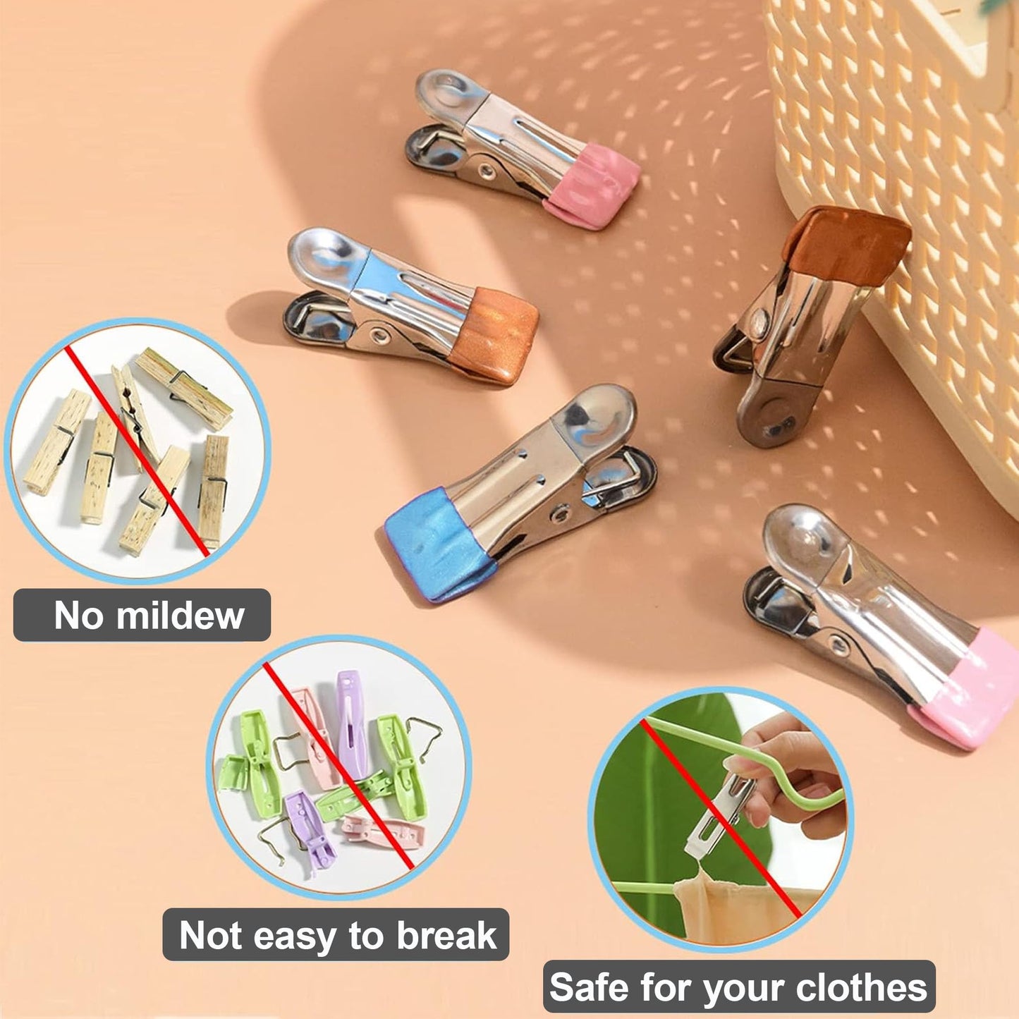 20 Pack Clothes Pins 2 Inch Mini Clothespins and Chip Clips for Food Bag Sealing Photo Hanging Snacks Organization Heavy Duty Plastic Clips for Kitchen Office and Home Use Grey