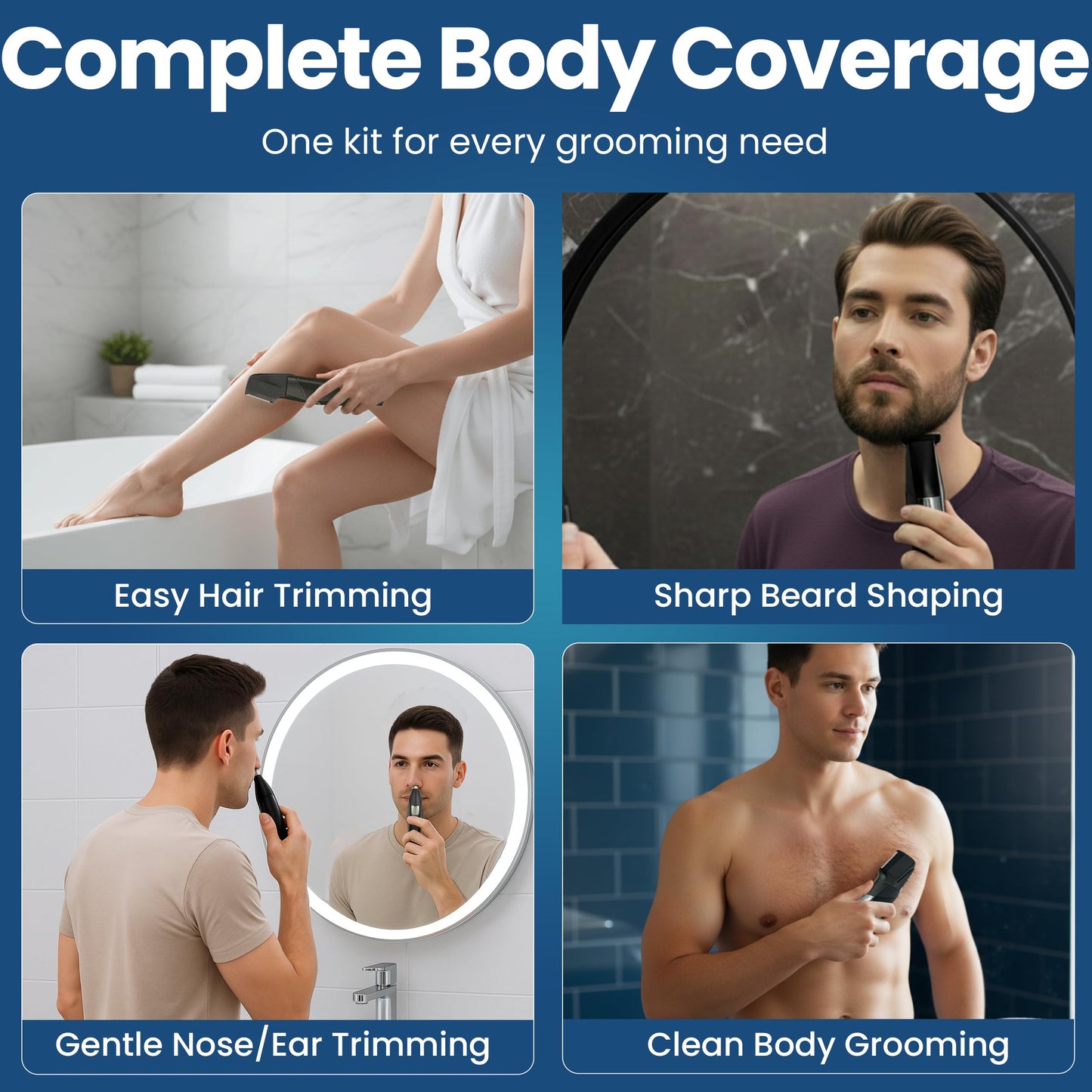 247 Groomed Self Haircut Trimmer For Men– Auto Blending Hair Trimmer, Self Hair Fading Tool, Adjustable Fade Guide (1–20mm), Hair Clippers For Men, Beard, Nose Trimmer, Foil Shaver, Unisex BodyGroomer